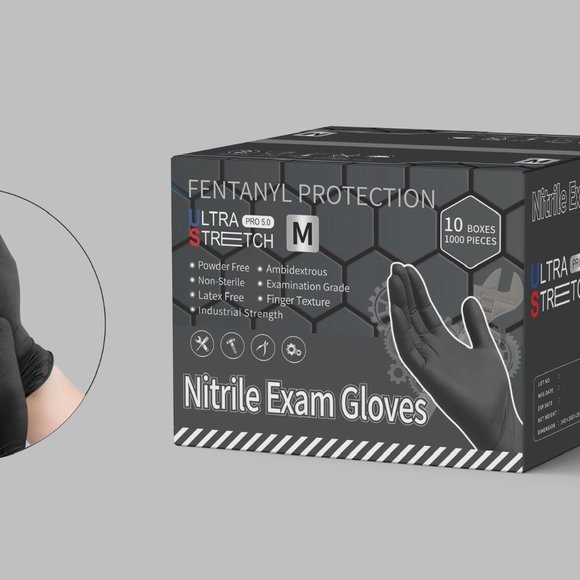 UltraStretch Nitrile Exam Gloves, Black Color, 1000 pc - Picture 11 of 11
